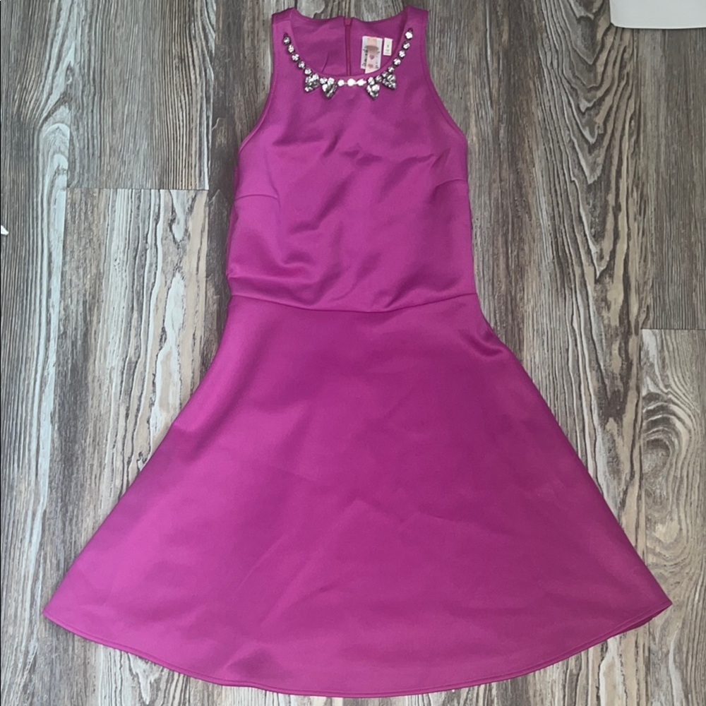Magenta Sleeveless Costume Dress with Embellished Neckline